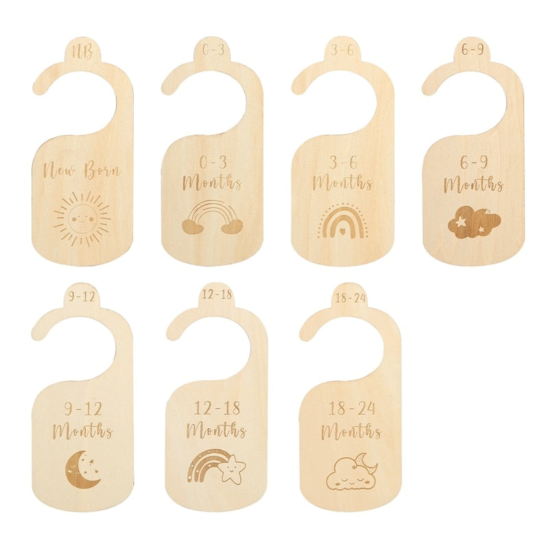 A Set Wooden Baby Nursery Closet Dividers Swan Whale Rainbow Clothes Wardrobe Organizers Baby Shower Gift Growth Milestone