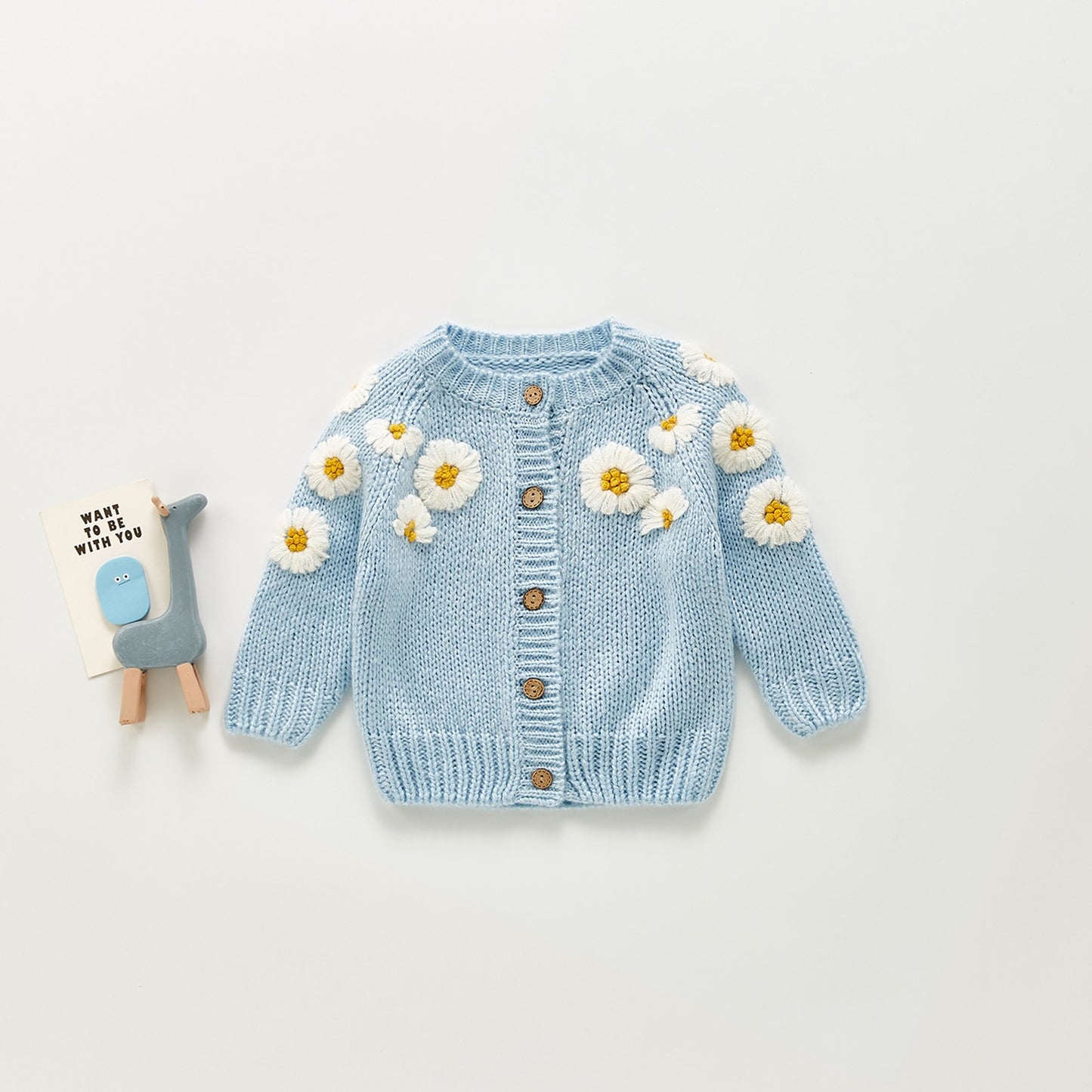 Newborn Infant Baby Girl Casual Cute Sweaters Long Sleeve O-Neck Floral Knit Jacket