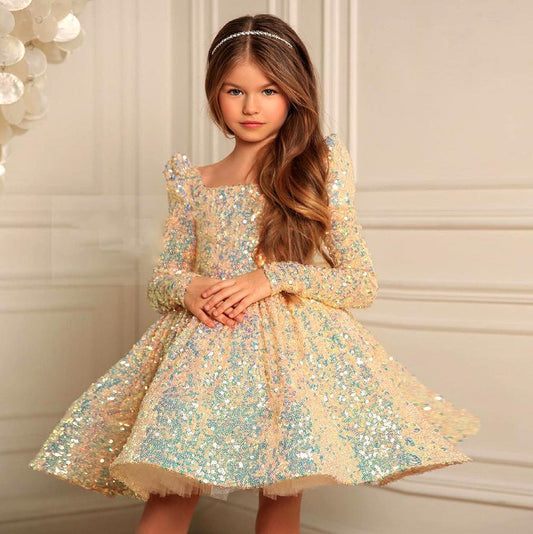 Gold Princess Baby- Toddler- Big Girl Elegant Ball - Party- Christmas Dress