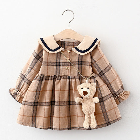 Newborn Baby Toddler Girl Dress With Bear Accessories, Birthday or Daily Baby Clothing 0-2y