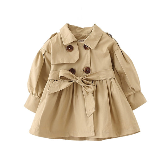 Baby Girl - Toddler Stylish Trench Coat with Belt- Autumn Spring  Jacket - 2 Colors