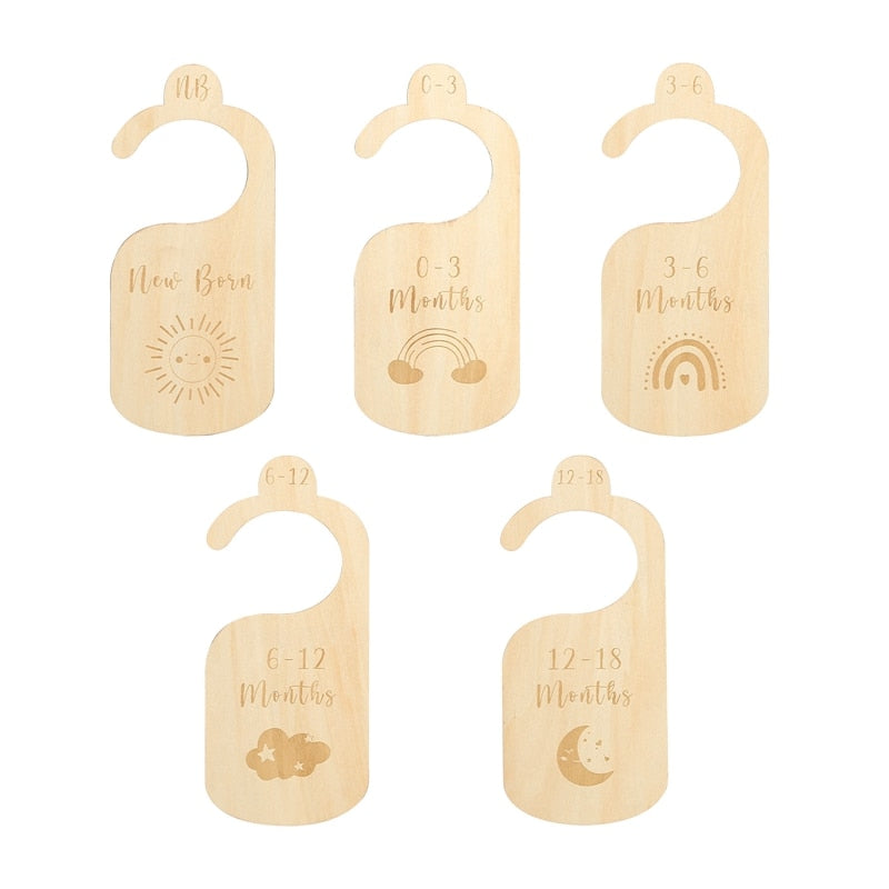 A Set Wooden Baby Nursery Closet Dividers Swan Whale Rainbow Clothes Wardrobe Organizers Baby Shower Gift Growth Milestone