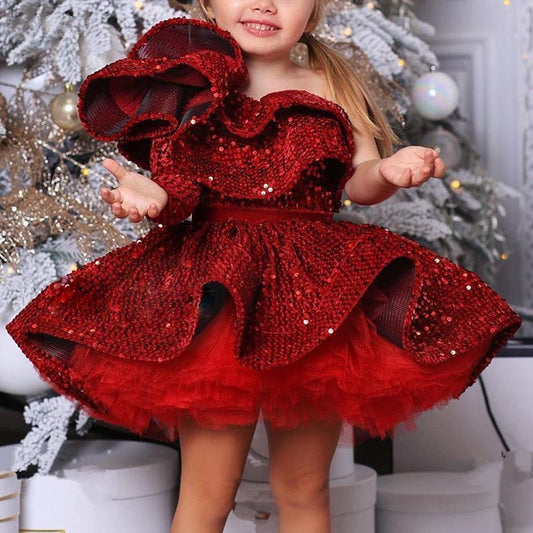 Red Princess Baby- Toddler- Big Girl Elegant Ball - Party- Christmas Dress