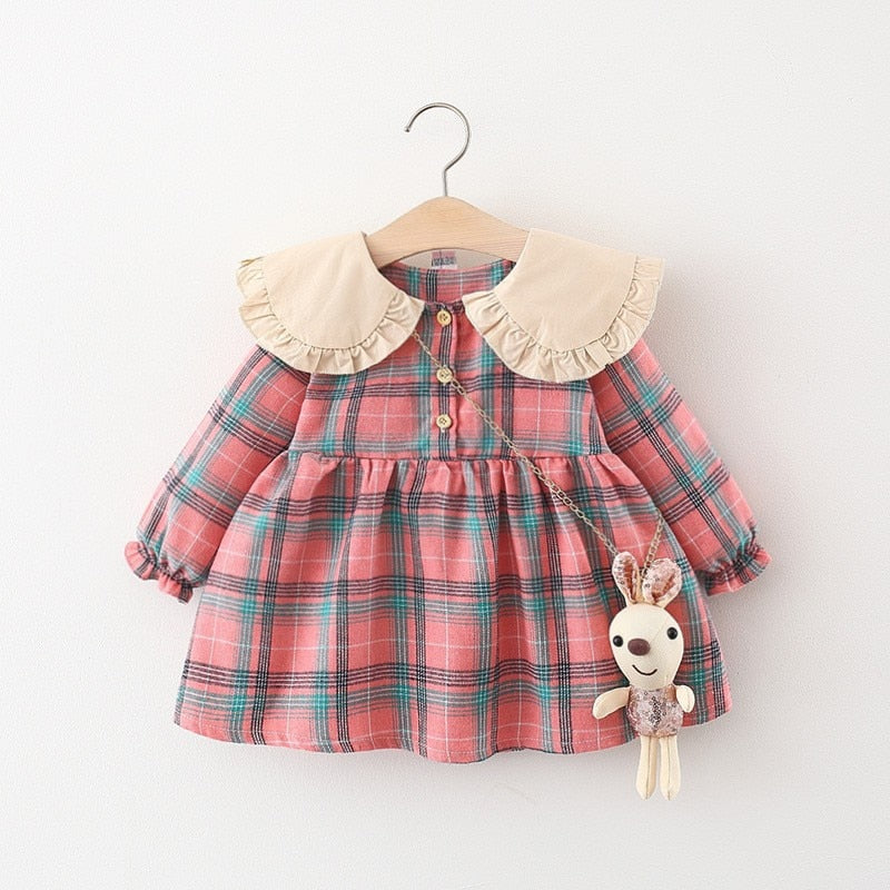 Newborn Baby Toddler Girl Dress With Bear Accessories, Birthday or Daily Baby Clothing 0-2y