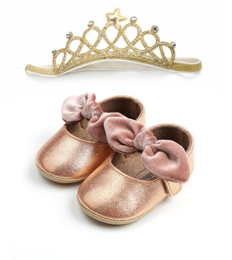 Satin Lace-up Soft First Walk Infant Toddler Birthday Baby Shoes Headband Set Velvet Satin Ribbon