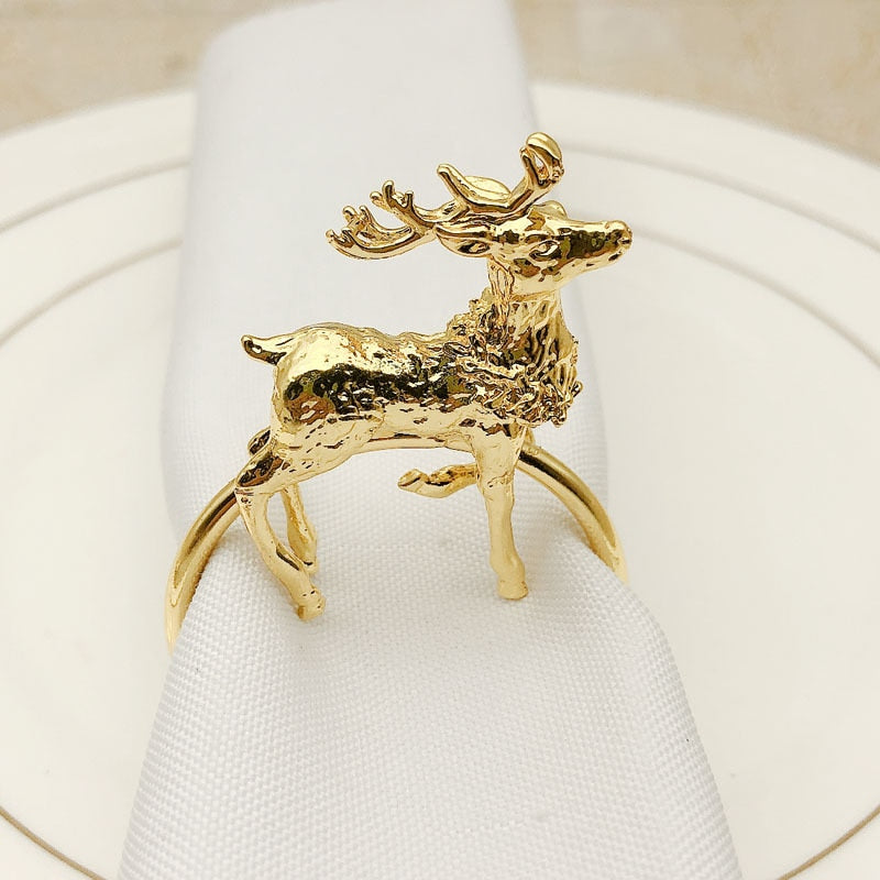 6Pcs Gold Deer Napkin Ring