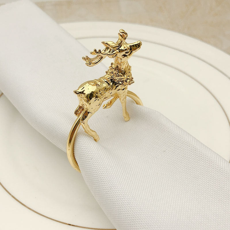 6Pcs Gold Deer Napkin Ring