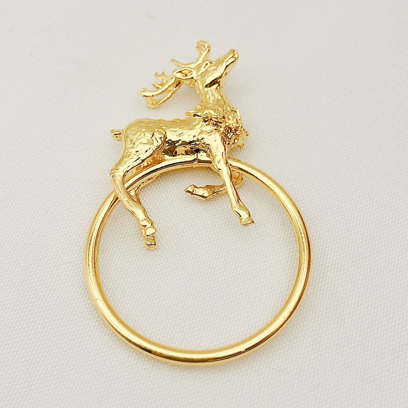 6Pcs Gold Deer Napkin Ring