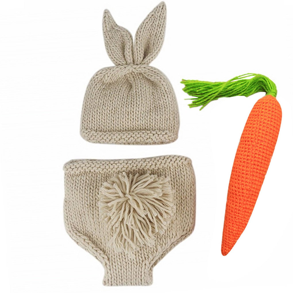 Baby Rabbit Cute Crochet Knit Costume (0-3M)