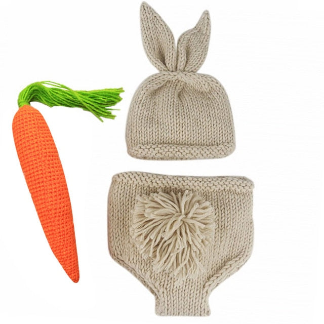 Baby Rabbit Cute Crochet Knit Costume (0-3M)