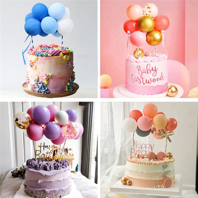 10pcs Pink Golden Balloon Cake Toppers