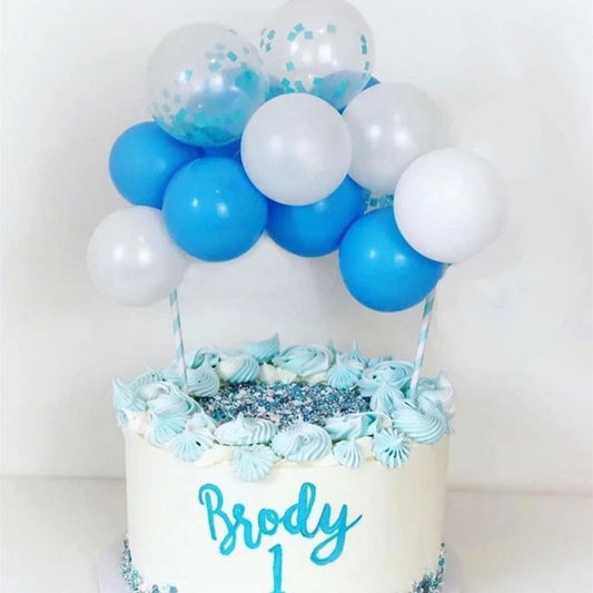 10pcs Blue White Balloon Cake Toppers