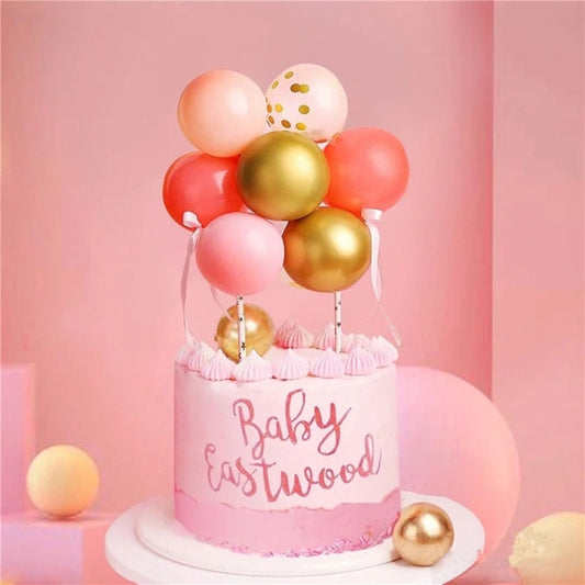 10pcs Pink Golden Balloon Cake Toppers