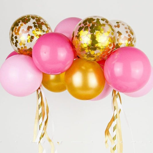 10pcs Pink Golden Balloon Cake Toppers