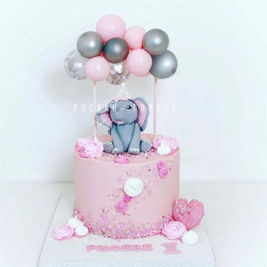 10pcs Pink Gray Balloon Cake Toppers