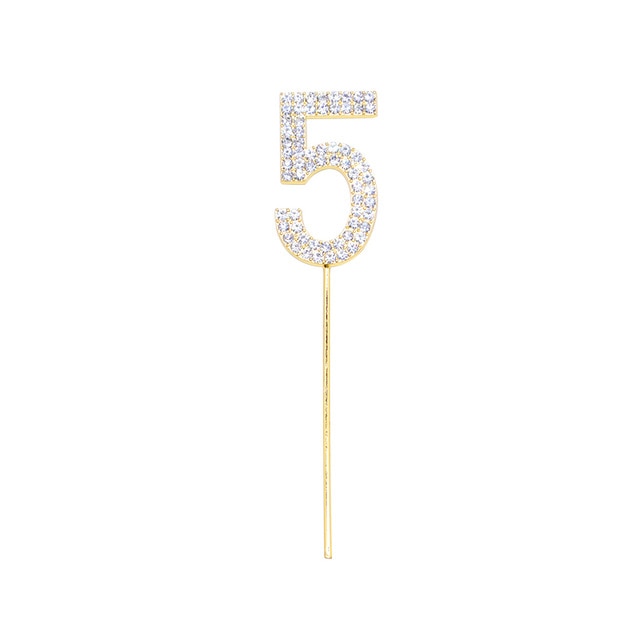 1Pc Glitter Alloy Rhinestone Number Birthday Cake Toppers