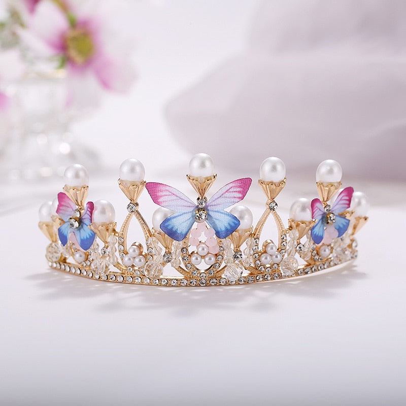 Pearl  Butterfly Crystal Princess Crown