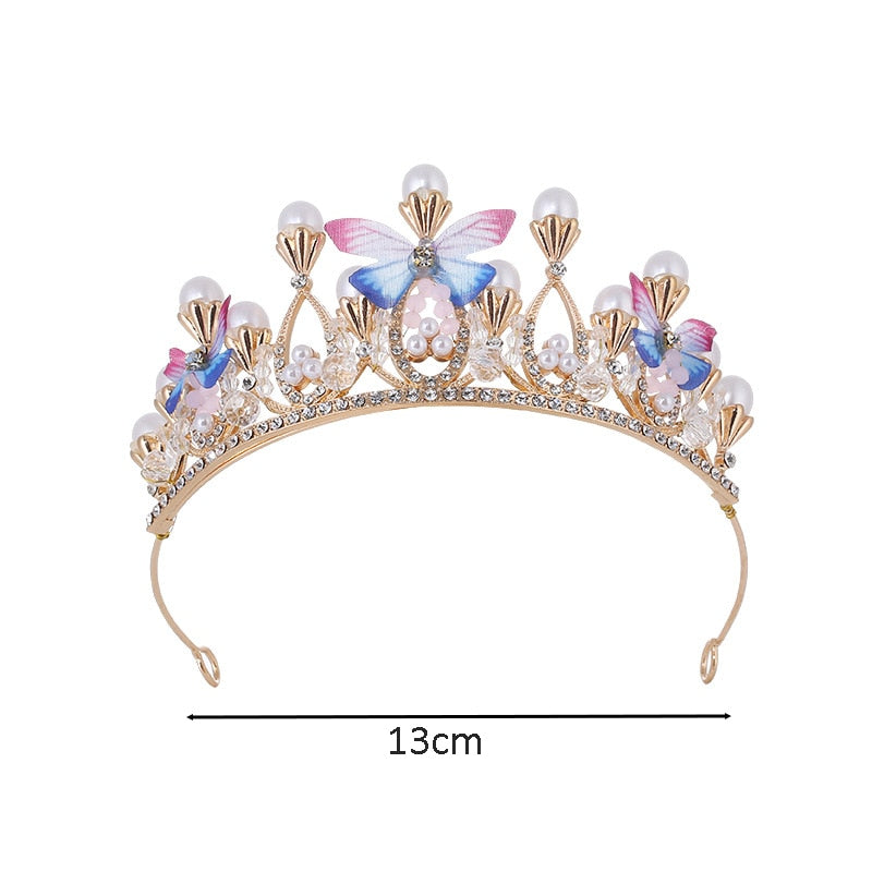 Pearl  Butterfly Crystal Princess Crown