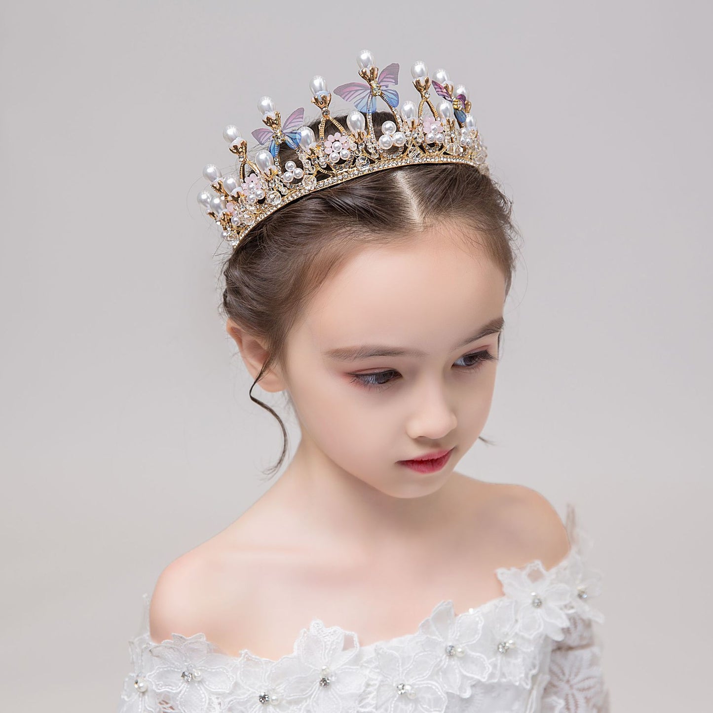 Pearl  Butterfly Crystal Princess Crown