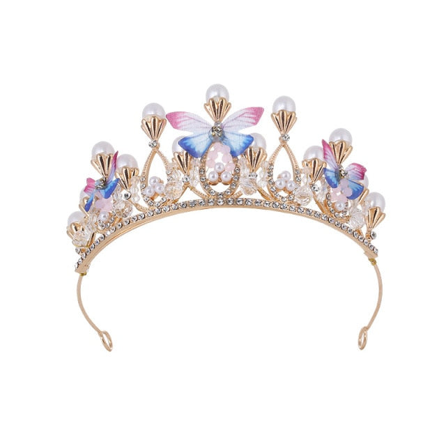 Pearl  Butterfly Crystal Princess Crown